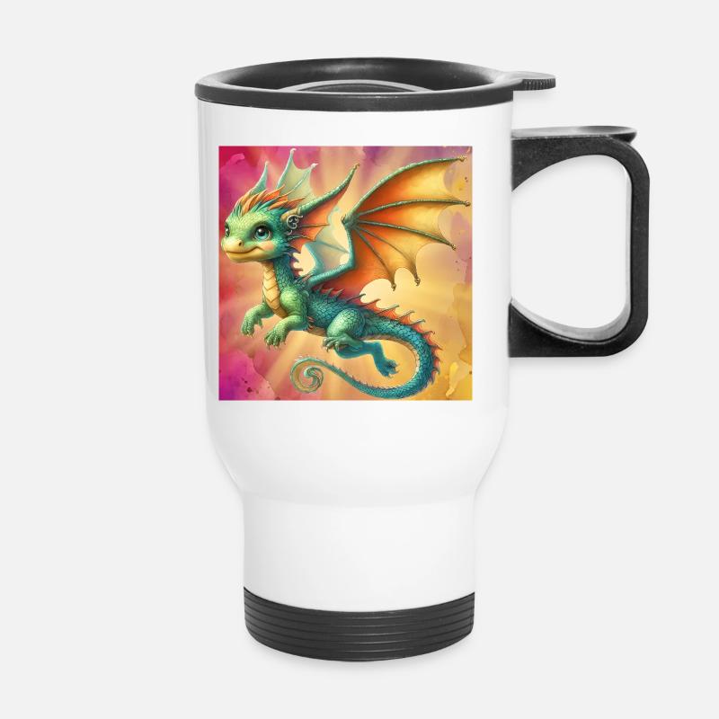 Drache - Thermobecher mit Tragegriff - Weiß