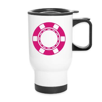 Casino coin - Thermal mug with handle - white - Front