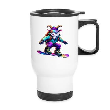 Budeur de snowboard néon Animal de sports d’hiver - Tasse isotherme avec poignée - blanc - Devant
