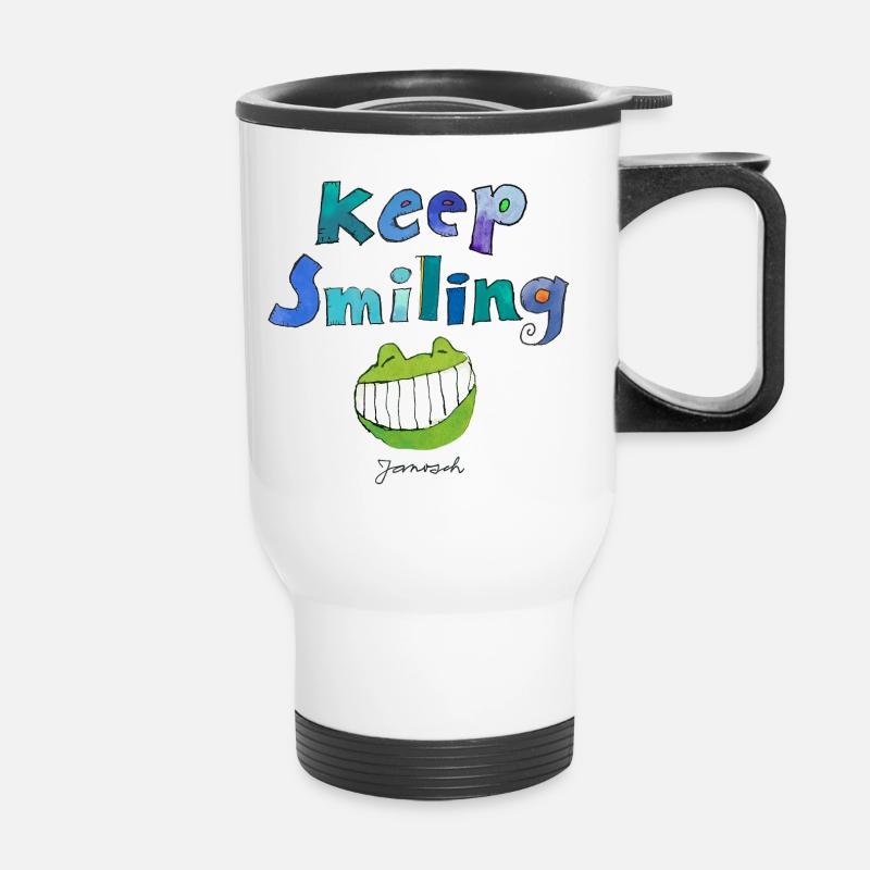 Janosch Keep Smiling Mit Günther Kastenfrosch - Thermobecher mit Tragegriff - Weiß