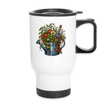 Chaos Gardening Watering Can Tomato Herbs - Thermal mug with handle - white - Front