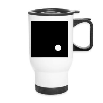 Cercle blanc sur carré noir - Tasse isotherme avec poignée - blanc - Devant