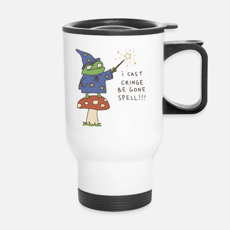 I Cast Be Gone Spell Funny Frog Wizard - Thermal mug with handle - white