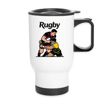 rugby sport - Thermal mug with handle - white - Front