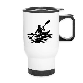 Man Kayaking - Thermal mug with handle - white - Front