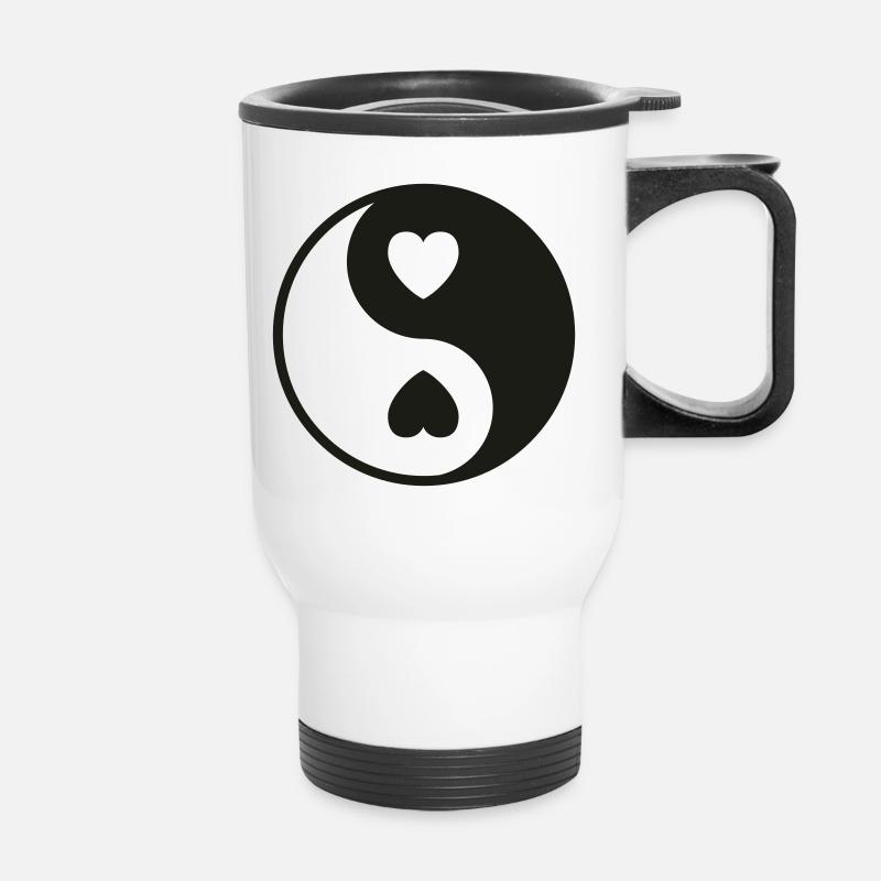 Ying Yang Coeurs - Tasse isotherme avec poignée - blanc