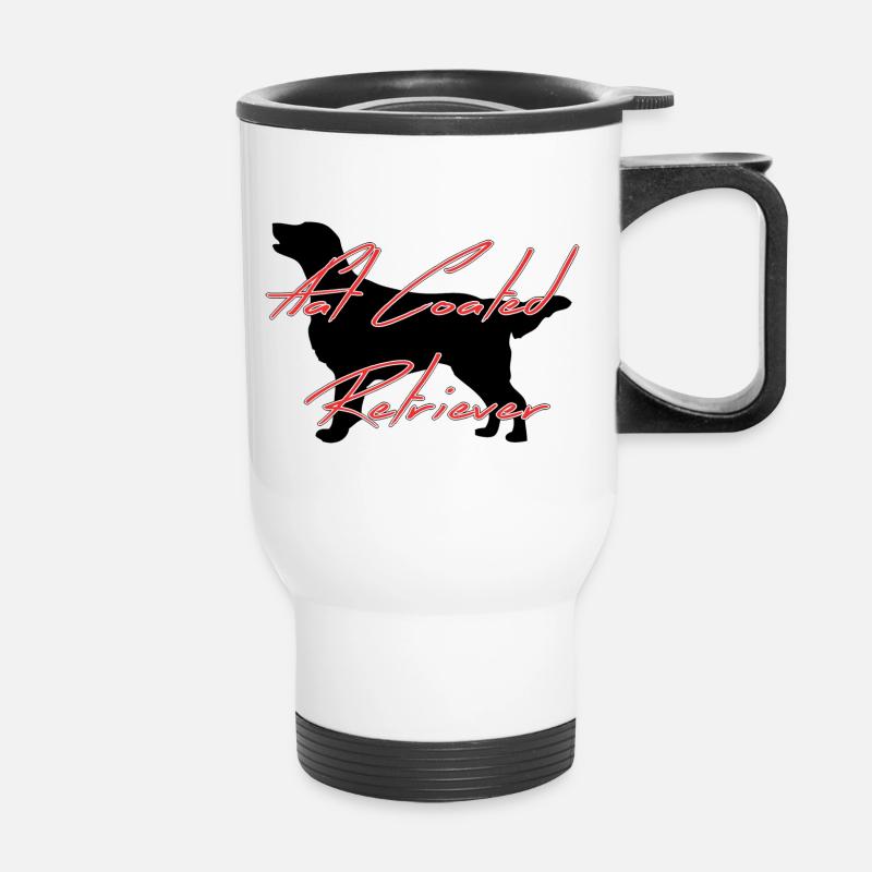 Flat Coated Retriever - Thermobecher mit Tragegriff - Weiß