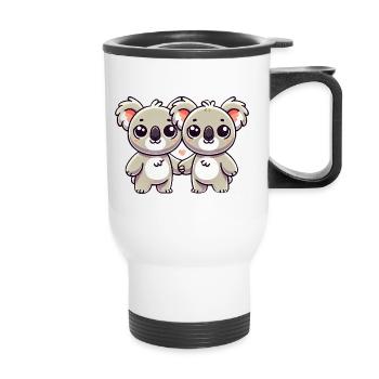 Two Cute Koala Friends Holding Hands - Thermobecher mit Tragegriff - Weiß - Vorne