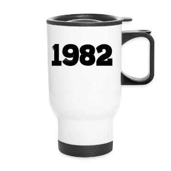 Schwarzes Jahr 1982 - Thermobecher mit Tragegriff - Weiß - Vorne