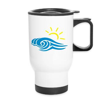Vagues et soleil - Tasse isotherme avec poignée - blanc - Devant