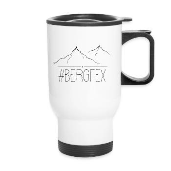 Bergfex Berge Mountains Gipfel Geschenk - Thermobecher mit Tragegriff - Weiß - Vorne