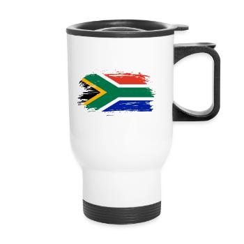 Südafrika Flagge - Thermobecher mit Tragegriff - Weiß - Vorne