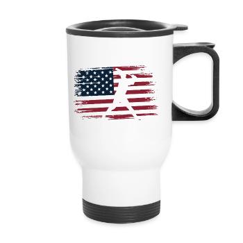 Baseball Player American Flag USA Camo Patriotic - Tasse isotherme avec poignée - blanc - Devant