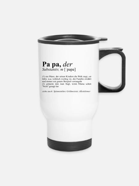 Papa Shirt Lautschrift Definition Alleskönner - Thermobecher mit Tragegriff - Weiß