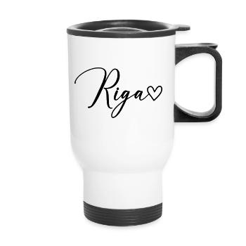 Riga Schrift - Thermobecher mit Tragegriff - Weiß - Vorne