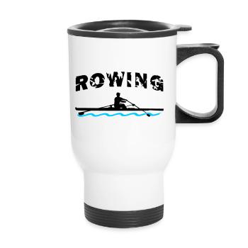 Rowing, Rowing boat, Rower - Thermal mug with handle - white - Front