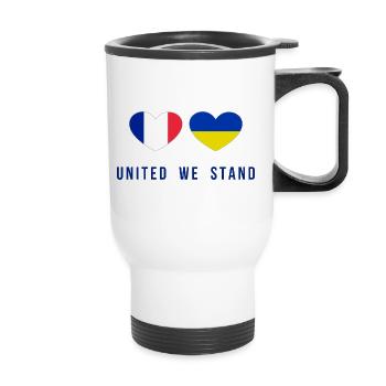United we stand Frankreich und Ukraine - Thermobecher mit Tragegriff - Weiß - Vorne