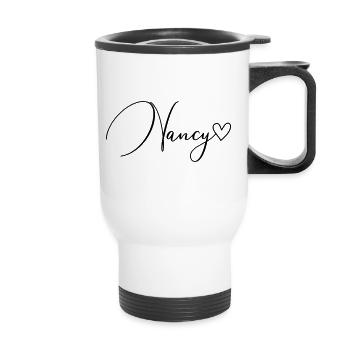 Nancy Surname First Name Girl - Thermal mug with handle - white - Front