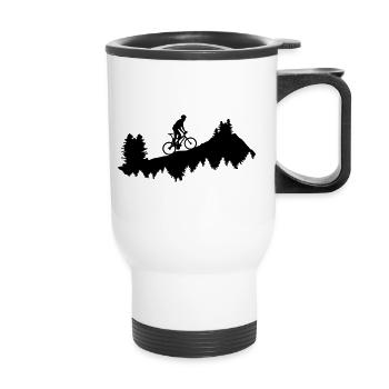 Mountain bike - mountain bikers on the mountain - Thermal mug with handle - white - Front