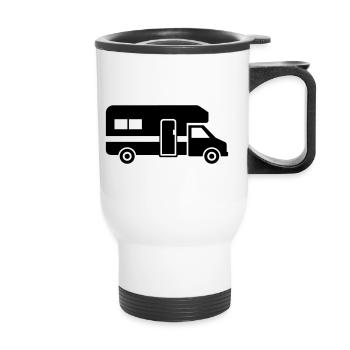 Wohnmobil - Thermobecher mit Tragegriff - Weiß - Vorne