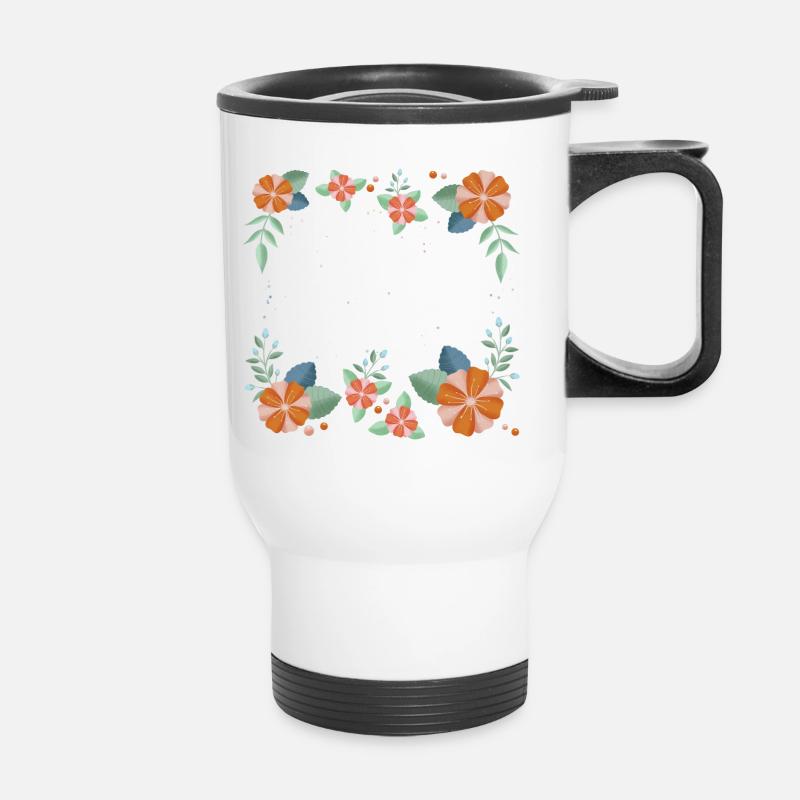 Flowers - Thermal mug with handle - white