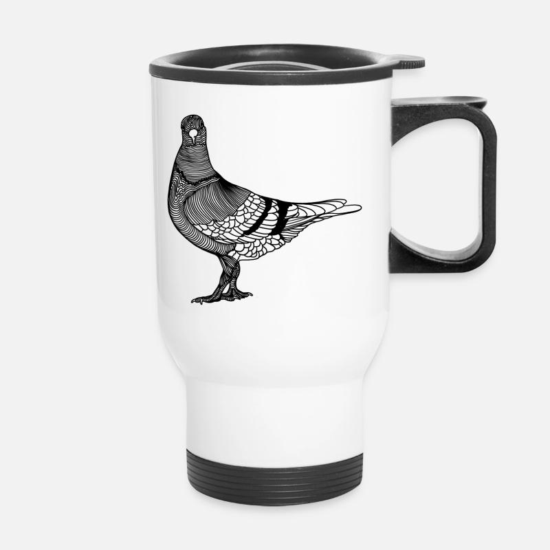 Vogel Taube Brieftaube | Dove Line Art Geschenk - Thermobecher mit Tragegriff - Weiß