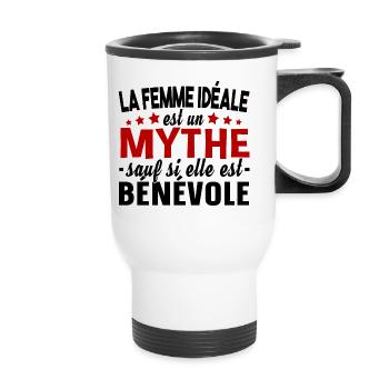 Bénévole Bénévolat Femme Cadeau Humour Humanitaire - Tasse isotherme avec poignée - blanc - Devant