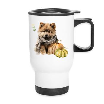 Les Eurasiens en automne | Citrouille verte - Tasse isotherme avec poignée - blanc - Devant