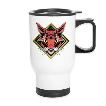 tabby cat - Thermal mug with handle - white - Front