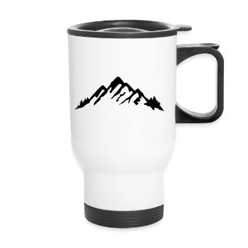 Mountains and forest, mountain - Thermal mug with handle - white - Front