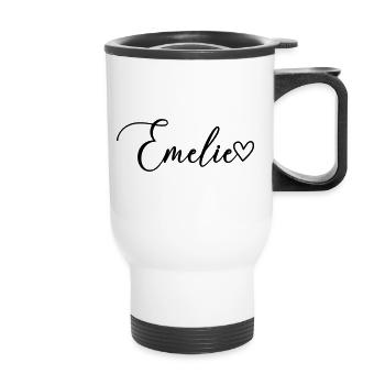 Emelie Surname First Name Girl - Thermal mug with handle - white - Front