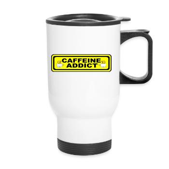 caffeine lovers coffee shop - Thermal mug with handle - white - Front