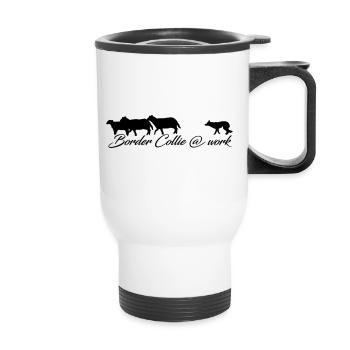 Beware of Border Collie - Thermal mug with handle - white - Front