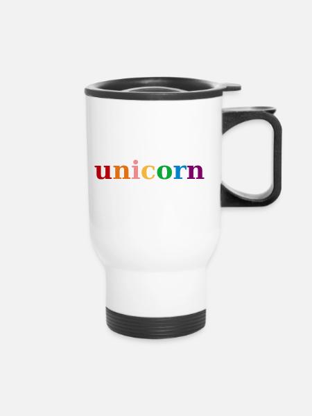Einhorn Regenbogenfarben - Thermobecher mit Tragegriff - Weiß