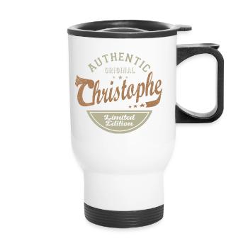 CHRISTOPHE prénom cadeau T shirt personnalisé - Tasse isotherme avec poignée - blanc - Devant