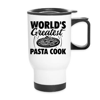 Bester Pasta Koch Der Welt | Italiener Geschenke - Thermobecher mit Tragegriff - Weiß - Vorne