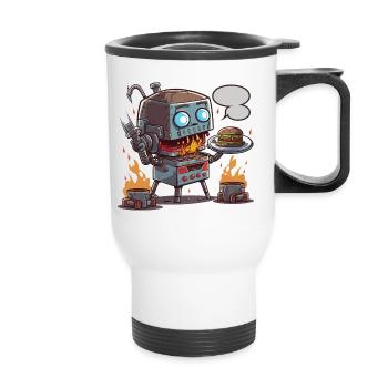 Grill-Bot - Thermobecher mit Tragegriff - Weiß - Vorne
