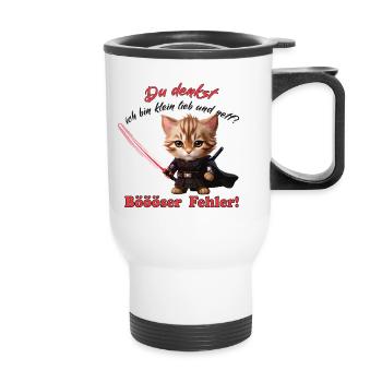 Böser Fehler Lustiger Spruch Katze - Thermobecher mit Tragegriff - Weiß - Vorne