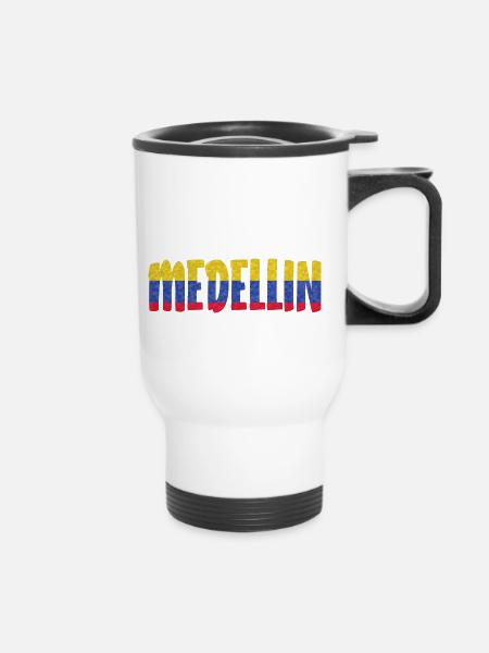 Medellin Colombie Drapeau Pablo - Tasse isotherme avec poignée - blanc