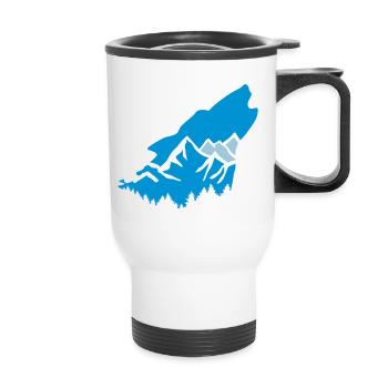 Wolf and mountains - Thermal mug with handle - white - Front