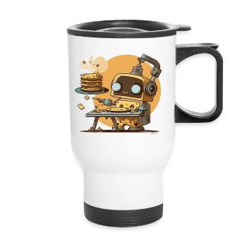 Breakfast Bot - Thermal mug with handle - white - Front