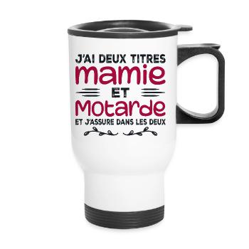 Two Granny and Biker Titles | Grandma | Motorcycle - Thermal mug with handle - white - Front