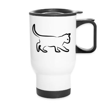 Cat, Cute Kitten Art - Tasse isotherme avec poignée - blanc - Devant