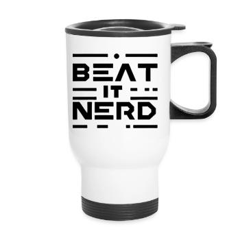 Beat it Nerd 16 - Thermal mug with handle - white - Front