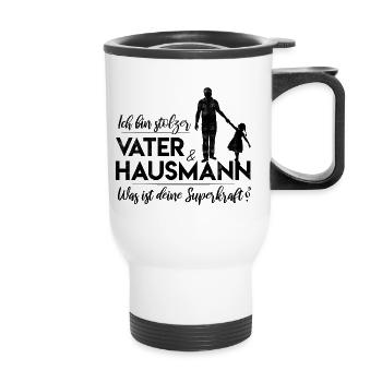 Stolzer Vater Hausmann Papa Familie Elternzeit - Thermobecher mit Tragegriff - Weiß - Vorne