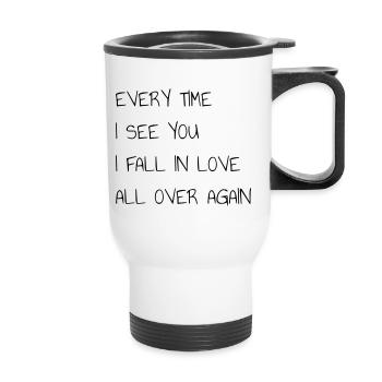 OEILLET FOIS QUE JE TE VOIS, JE RETOMBE AMOUREUX - Tasse isotherme avec poignée - blanc - Devant