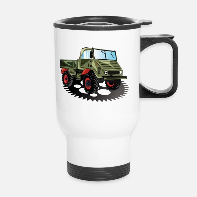Unimog - Oldtimer - Offroad - Universal motor device - Thermal mug with handle - white