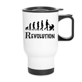 revolution daddy stroller birth - Thermal mug with handle - white - Front