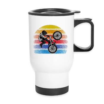BMX Shirt Skater Vélo Équitation Rétro Vintage - Tasse isotherme avec poignée - blanc - Devant