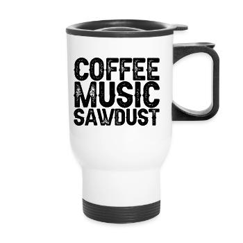 Coffee Music Sawdust 3 - Thermal mug with handle - white - Front
